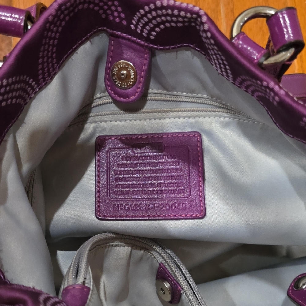 Coach Ashley Dotted OpArt Rich Purple Satchel - Picture 3 of 5